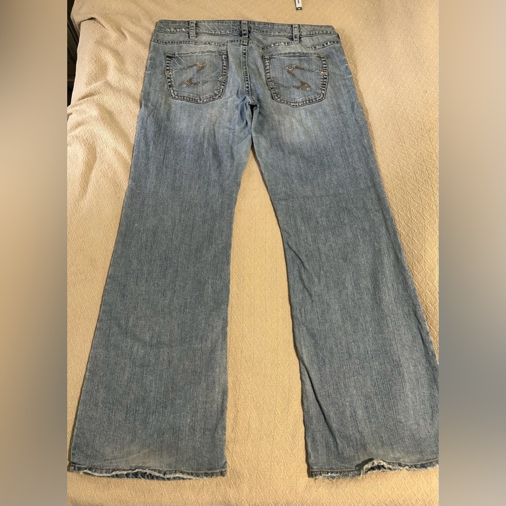 Silver Jeans Women's Light Blue Super Low Rise Flare Jeans